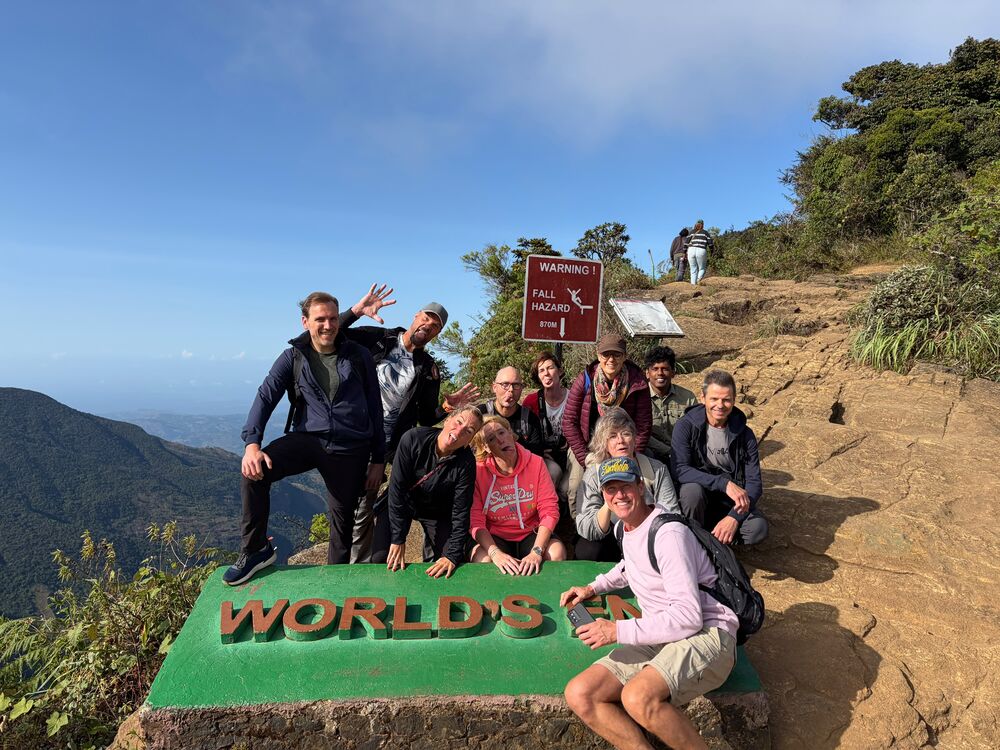 Guests at World's End viewpoint, Horton Plains, Sri Lanka