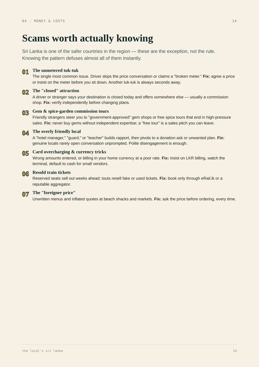 Guide page preview: the scam patterns, named